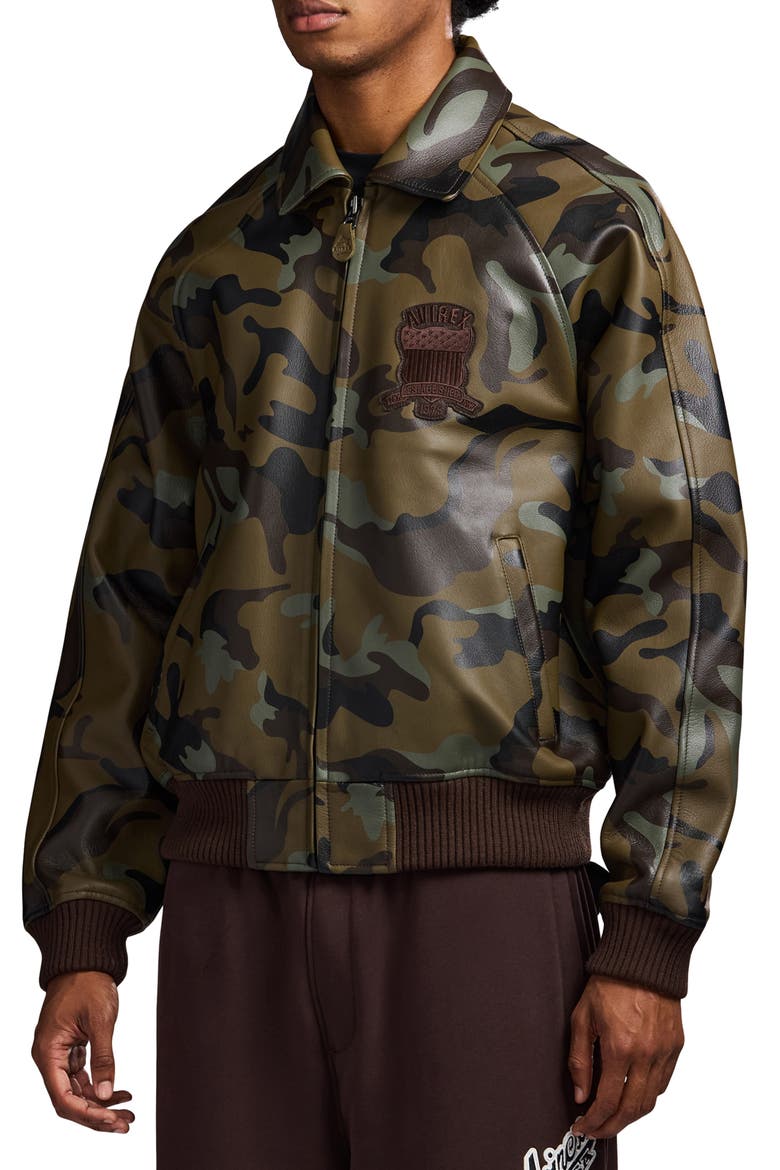 Camo Icon Leather Jacket, Alternate, color, CAMO