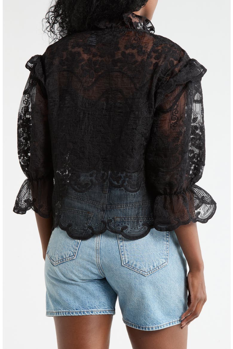 Victorian Lace Button-Up Shirt, Alternate, color, BLACK