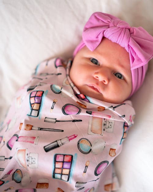 Lev Baby Makeup Print Soft Baby Swaddle Blanket In Pink