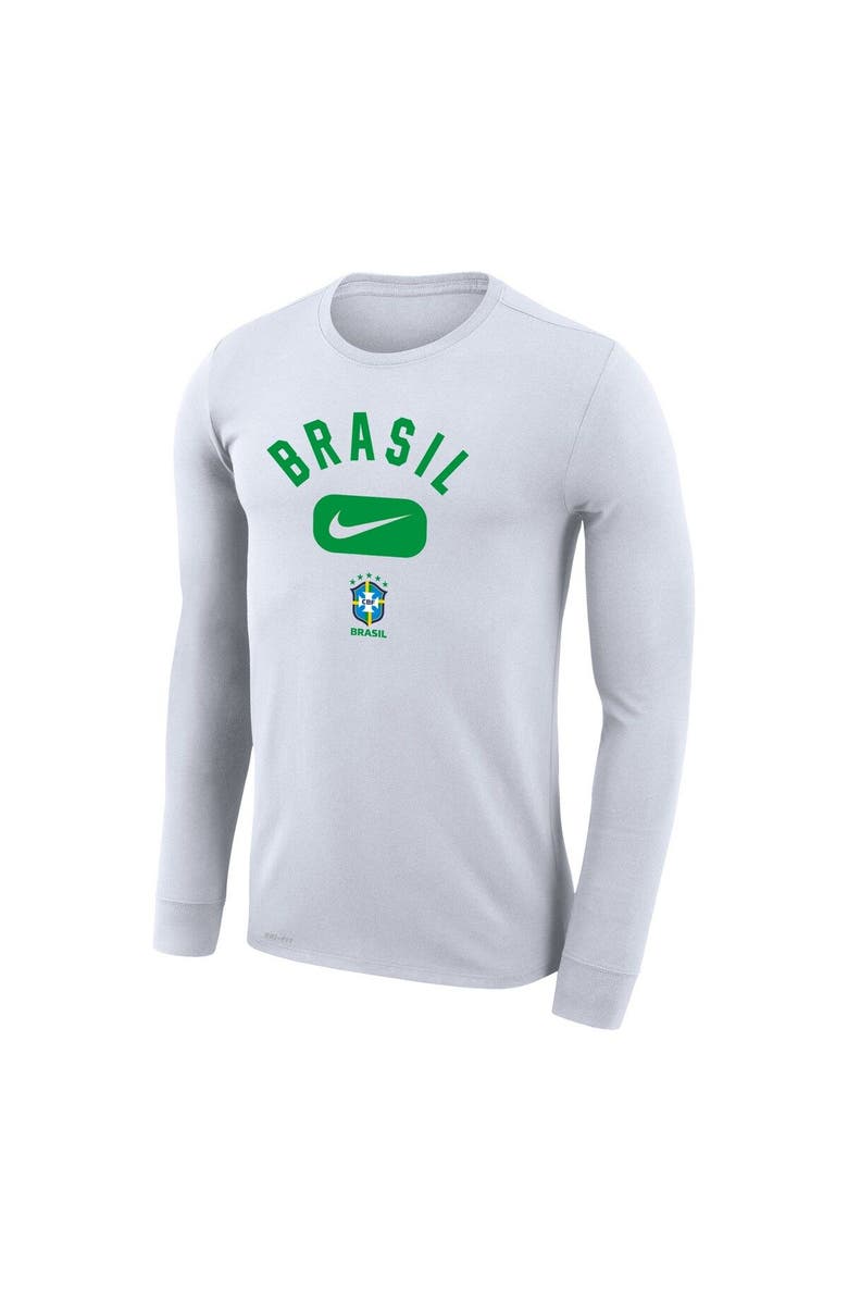 Nike Men's Nike White Brazil National Team Lockup Legend Performance Long Sleeve T-Shirt, Alternate, color,