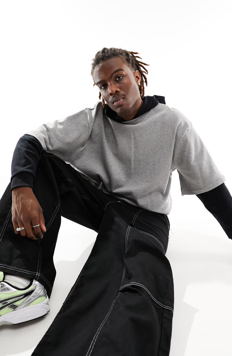 ASOS DESIGN Oversize Double Layer Hoodie, Main, color,