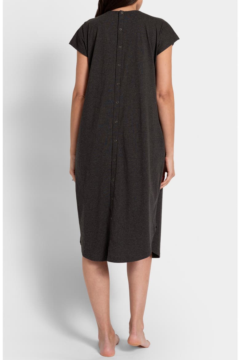 Maternity/Nursing Organic Cotton Labor Nightgown, Alternate, color, CHARCOAL
