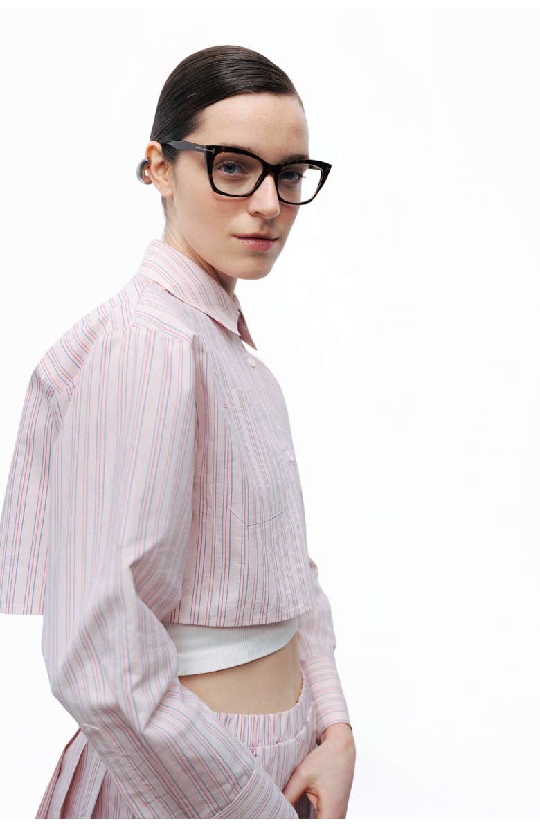 Nocturne Striped Crop Shirt, Alternate, color, 