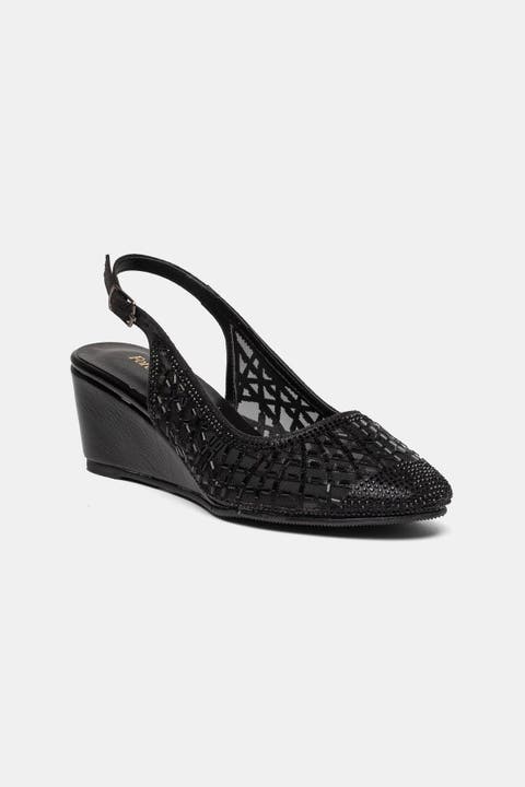 None Embellished Wedge Pump