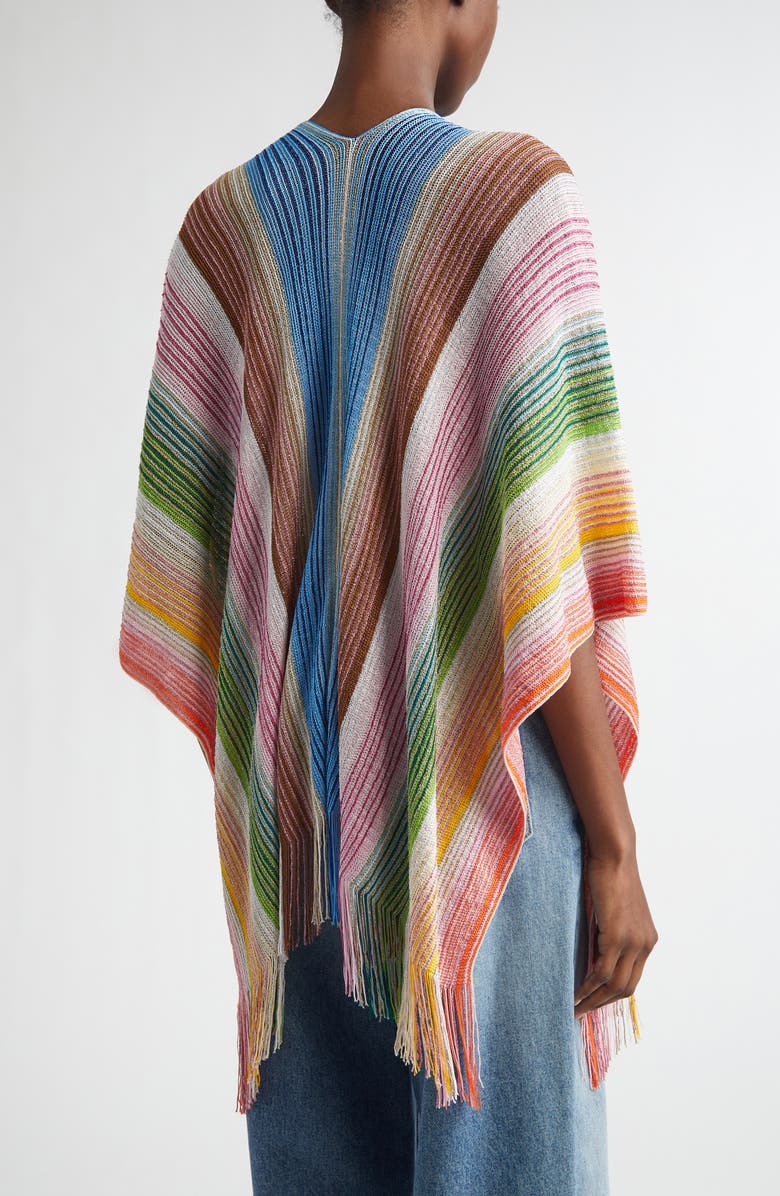 Missoni Stripe Fringe Trim Cape, Alternate, color, 0001 White Multi