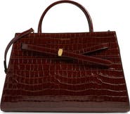 Veronica Beard Large Dash Croc Embossed Leather Tote