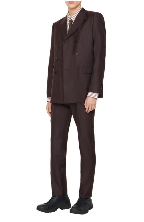 Striped Wool Mohair Tailored Trousers