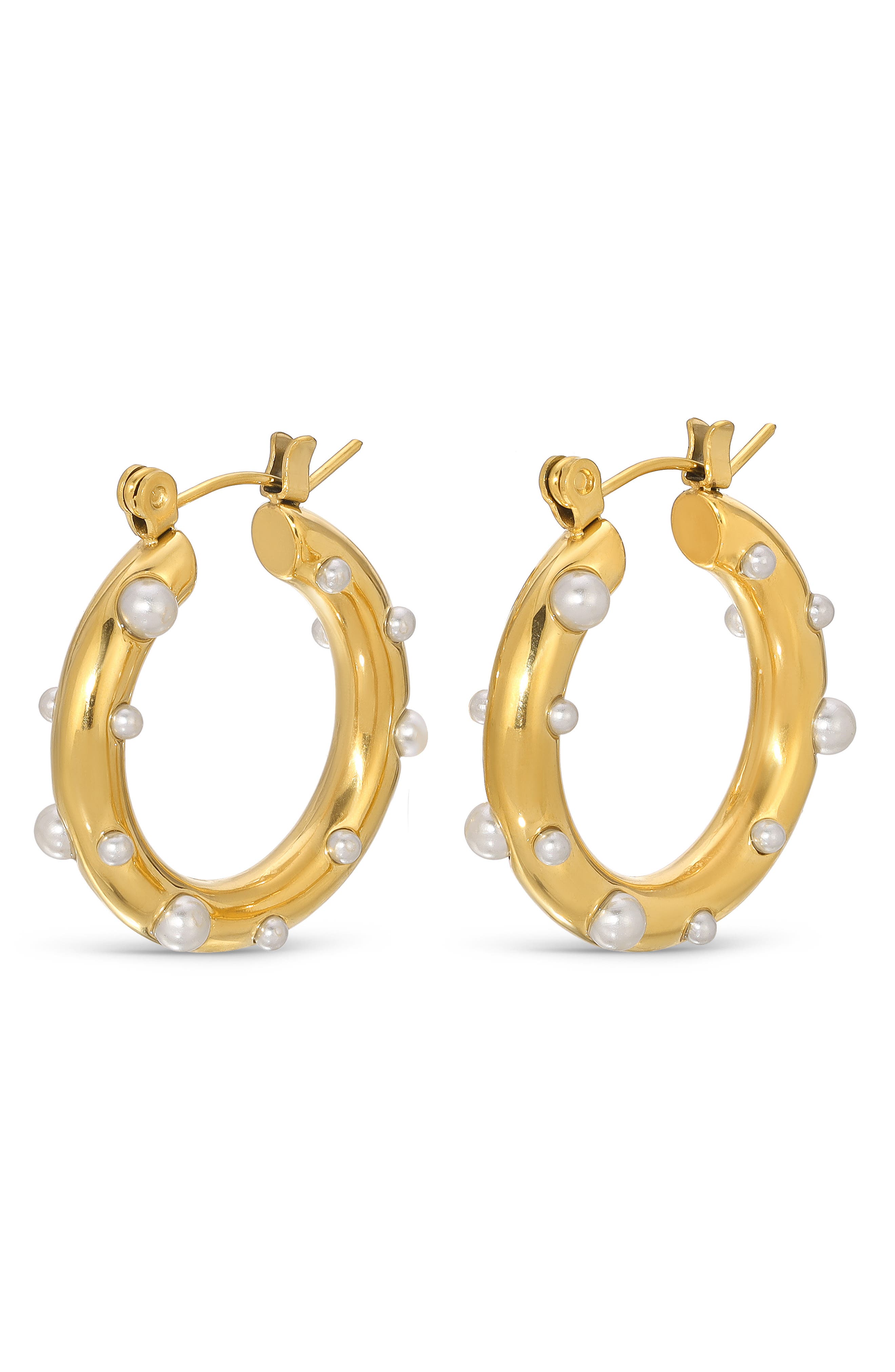 Anna Imitation Pearl Hoop Earrings