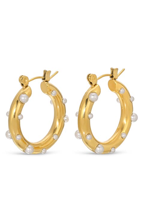 Anna Imitation Pearl Hoop Earrings