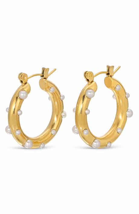 Anna Imitation Pearl Hoop Earrings