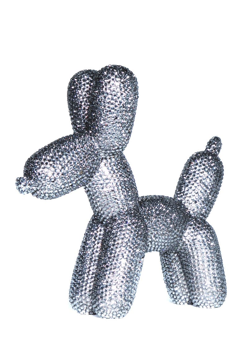 Graphite Rhinestone Balloon Dog Bank, Main, color, GRAPHITE/DIAMOND