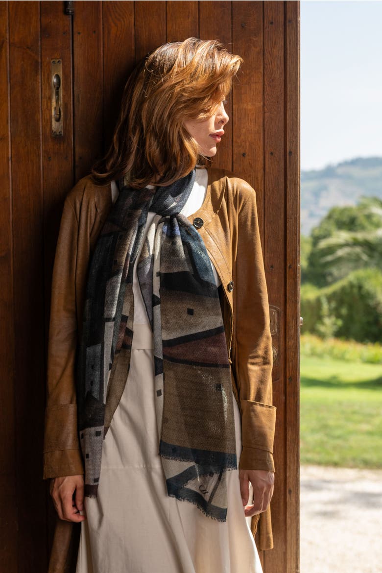 Villaggio - Wool Scarf, Alternate, color, Navy