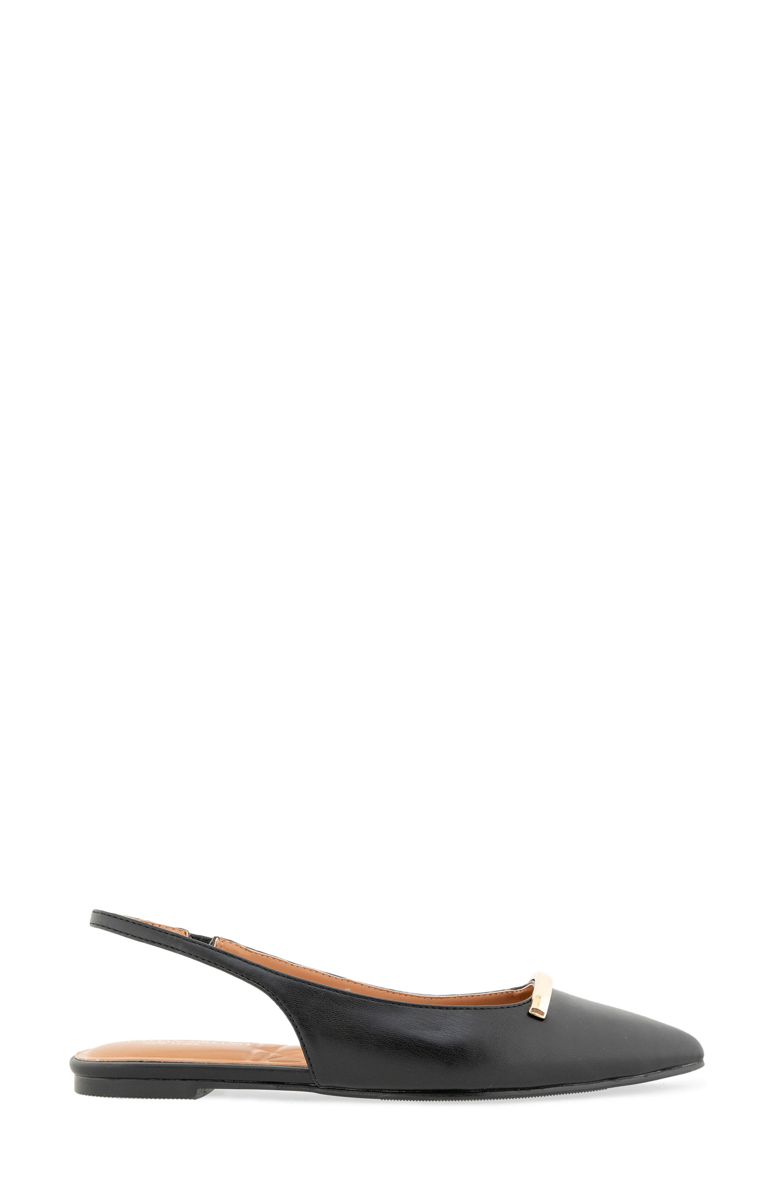Kimbal Pointed Toe Slingback Flat, Alternate, color, BLACK PU