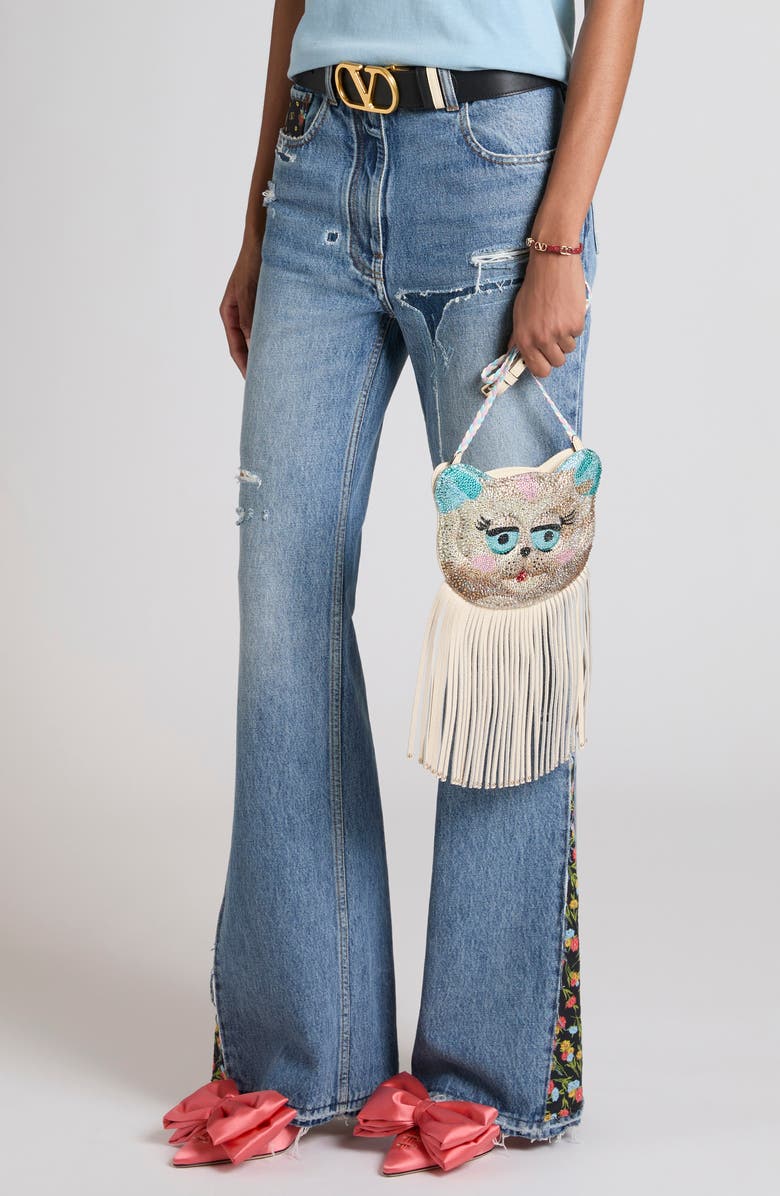 Valentino Garavani Le Chat De La Maison Shoulder Bag, Alternate, color, Ivory Multi