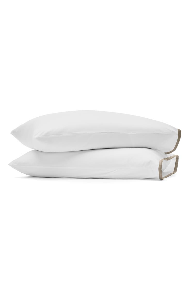 Boll & Branch Framed Percale Pillowcases, Main, color, White/ Oak