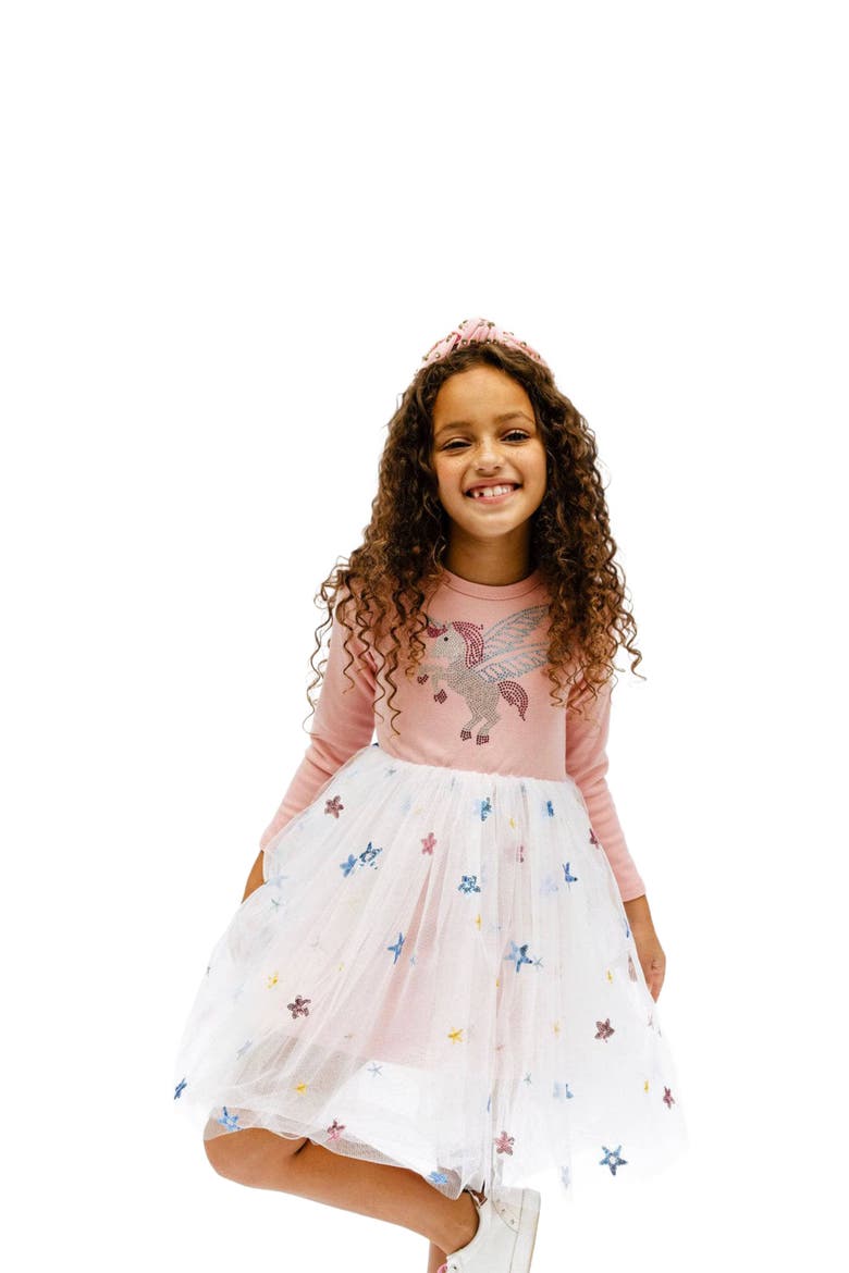 Unicorn & Stars Tutu Dress, Alternate, color, Pink