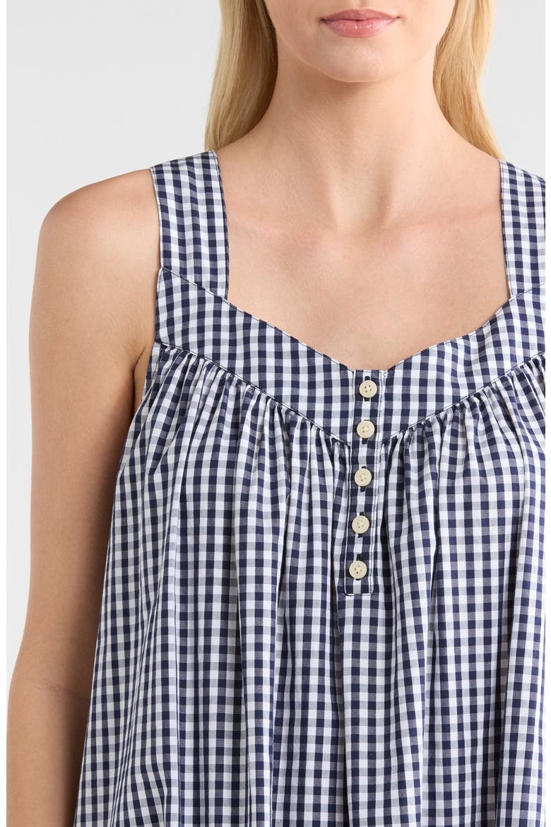 Cotton Shirting Nightgown, Alternate, color, NAVY PETITE GINGHAM