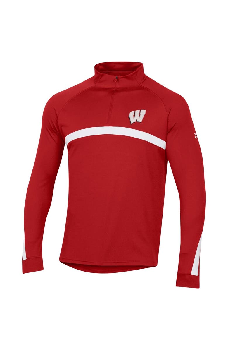 Under Armour Men's Under Armour Red Wisconsin Badgers Game Day Raglan Quarter-Zip Top, Alternate, color, Red