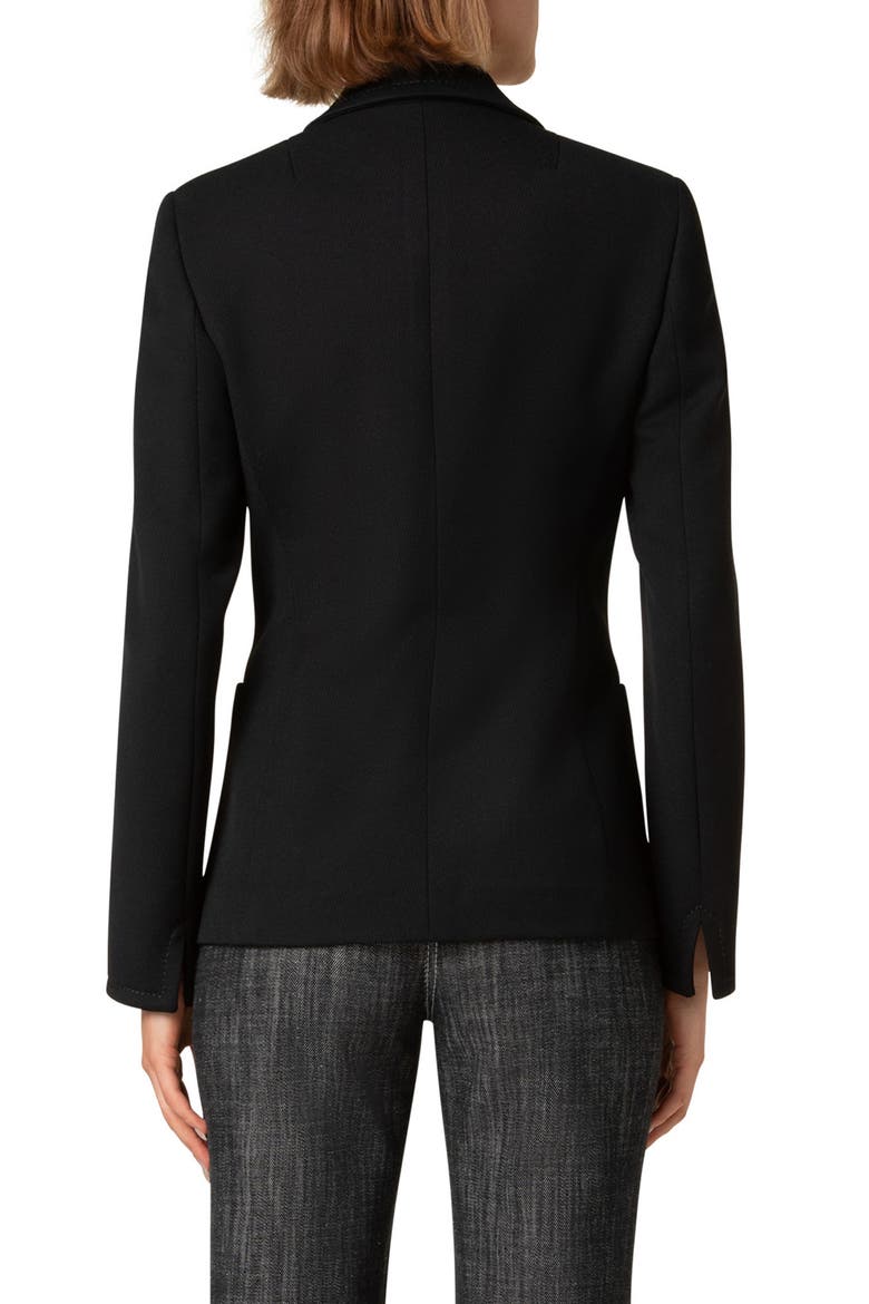 Virgin Wool Tricotine Blazer, Alternate, color, BLACK