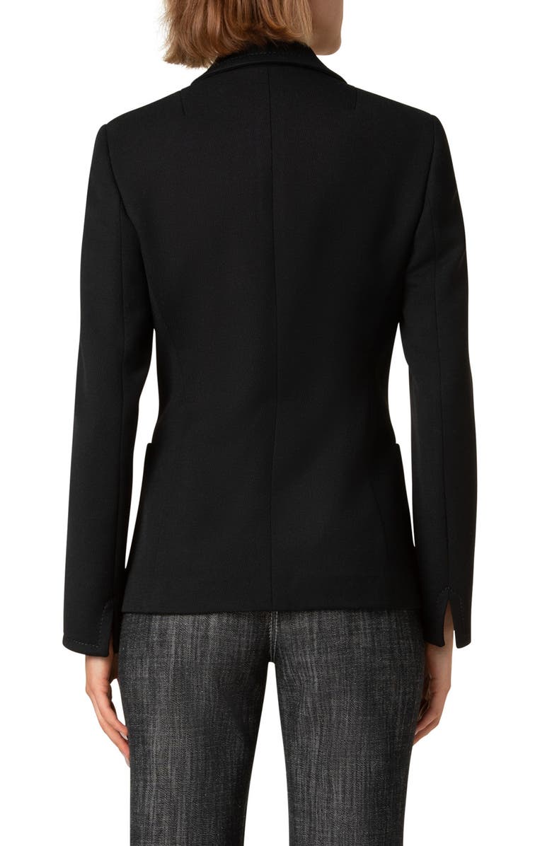 Akris punto Virgin Wool Tricotine Blazer, Alternate, color, Black