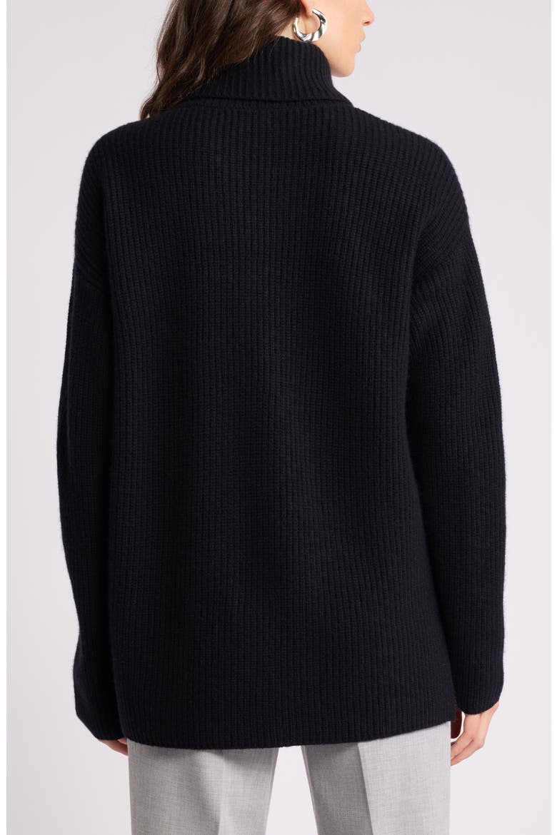 Wool & Cashmere Rib Turtleneck Sweater, Alternate, color, BLACK ROCK