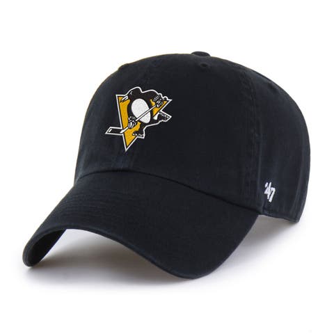 Men's '47 Black Pittsburgh Penguins Logo Clean Up Adjustable Hat