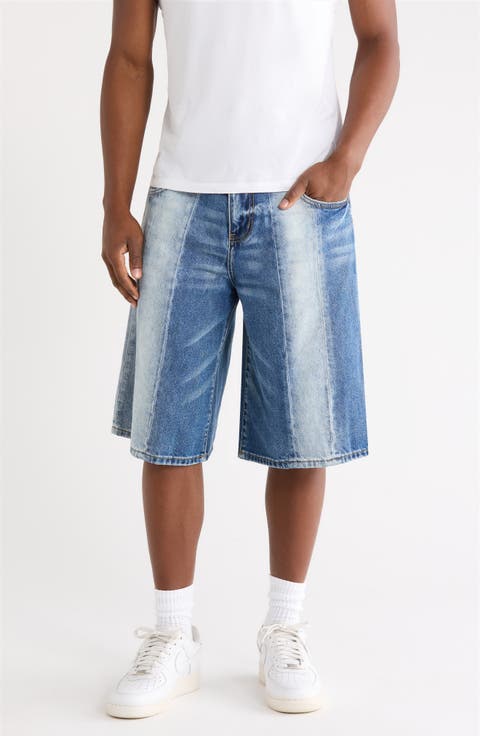 Panel Denim Shorts