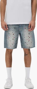 PURPLE BRAND Cyanine Crystal Embellished Denim Shorts