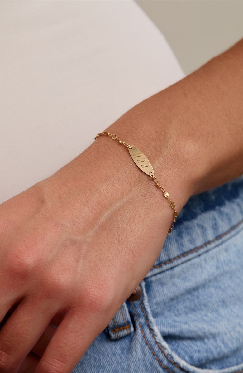 Set & Stones Engraved Angel Number Bracelet, Alternate, color, Gold / 111