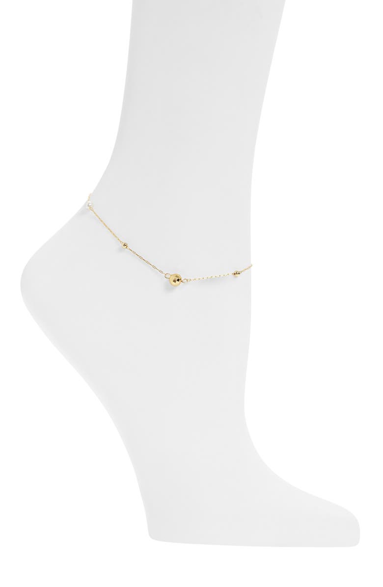 ARGENTO VIVO Faux Pearl Ball Cluster Anklet, Alternate, color, Gold
