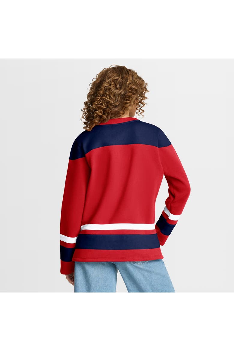 Women's Fanatics  Red Washington Capitals Icing Long Sleeve Lace Up Sweatshirt, Alternate, color, Red