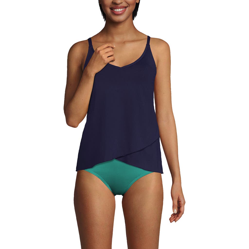 Lands' End D-Cup Tulip Hem Tankini Top in Deep Sea Navy at Nordstrom, Size Small