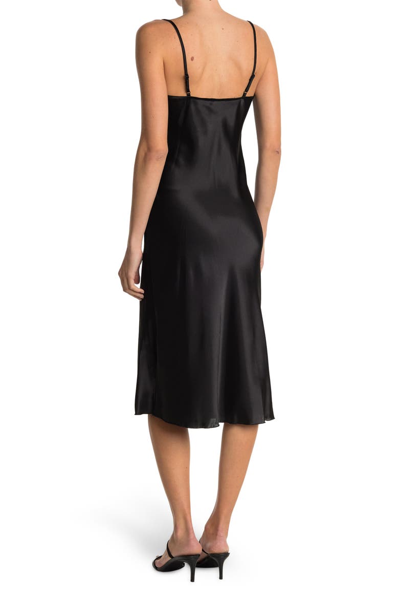 Satin Cowl Neck Midi Dress, Alternate, color, BLK