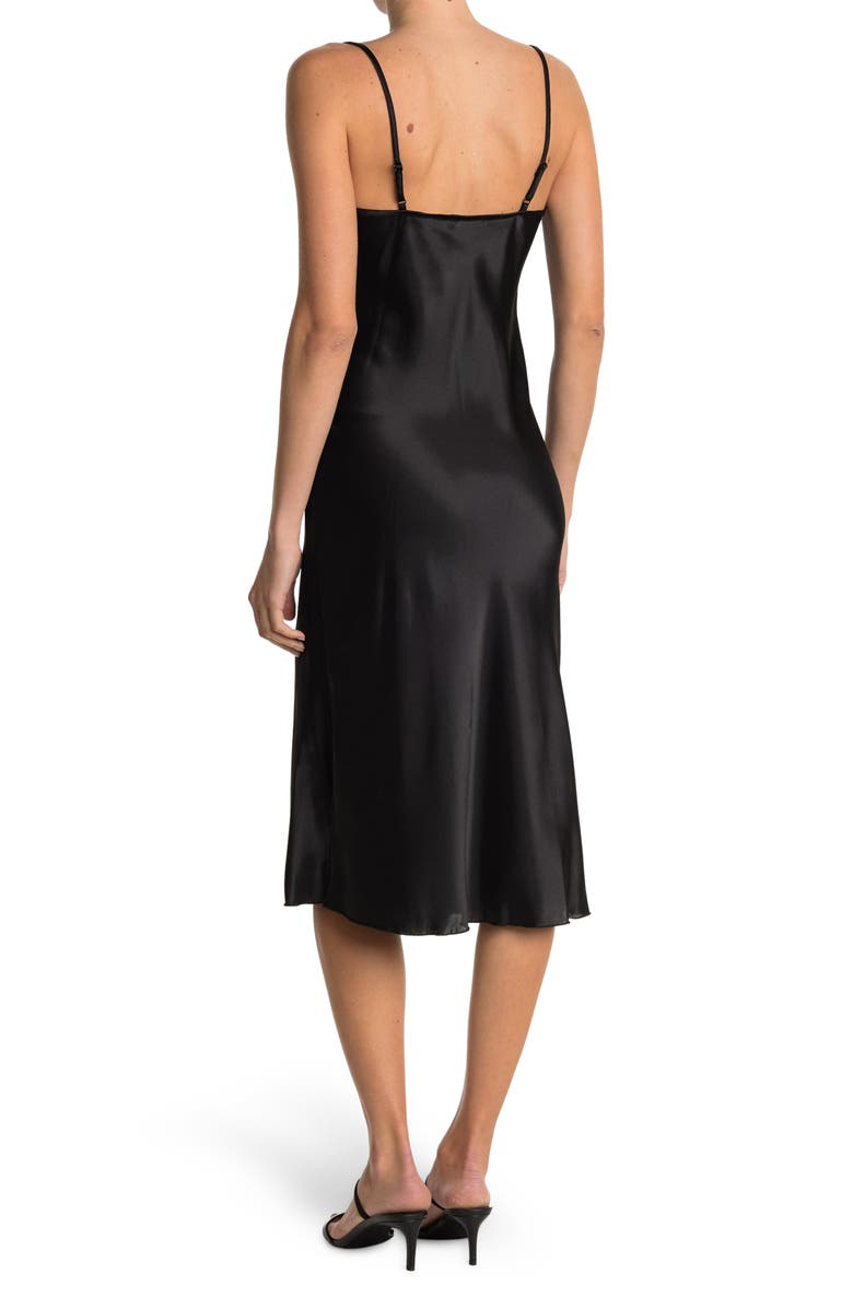 bebe Satin Cowl Neck Midi Dress, Alternate, color, Blk