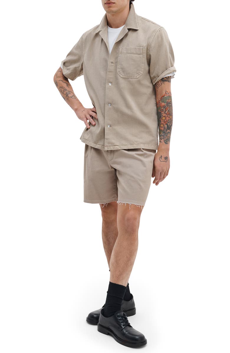 rag & bone Resort Short Sleeve Denim Button-Up Shirt, Alternate, color, Tan