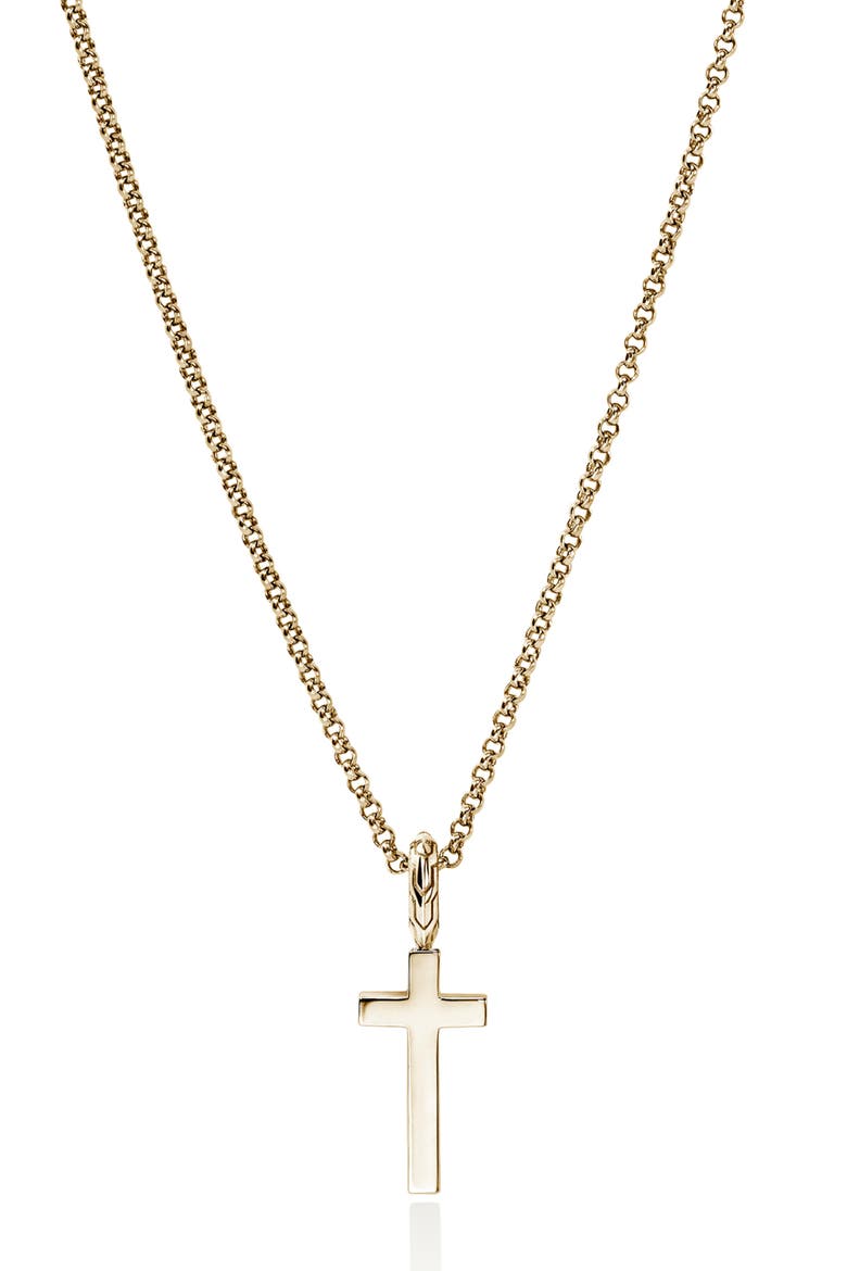 JH Essentials Cross Necklace, 14K Gold, Diamonds, Alternate, color, GOLD