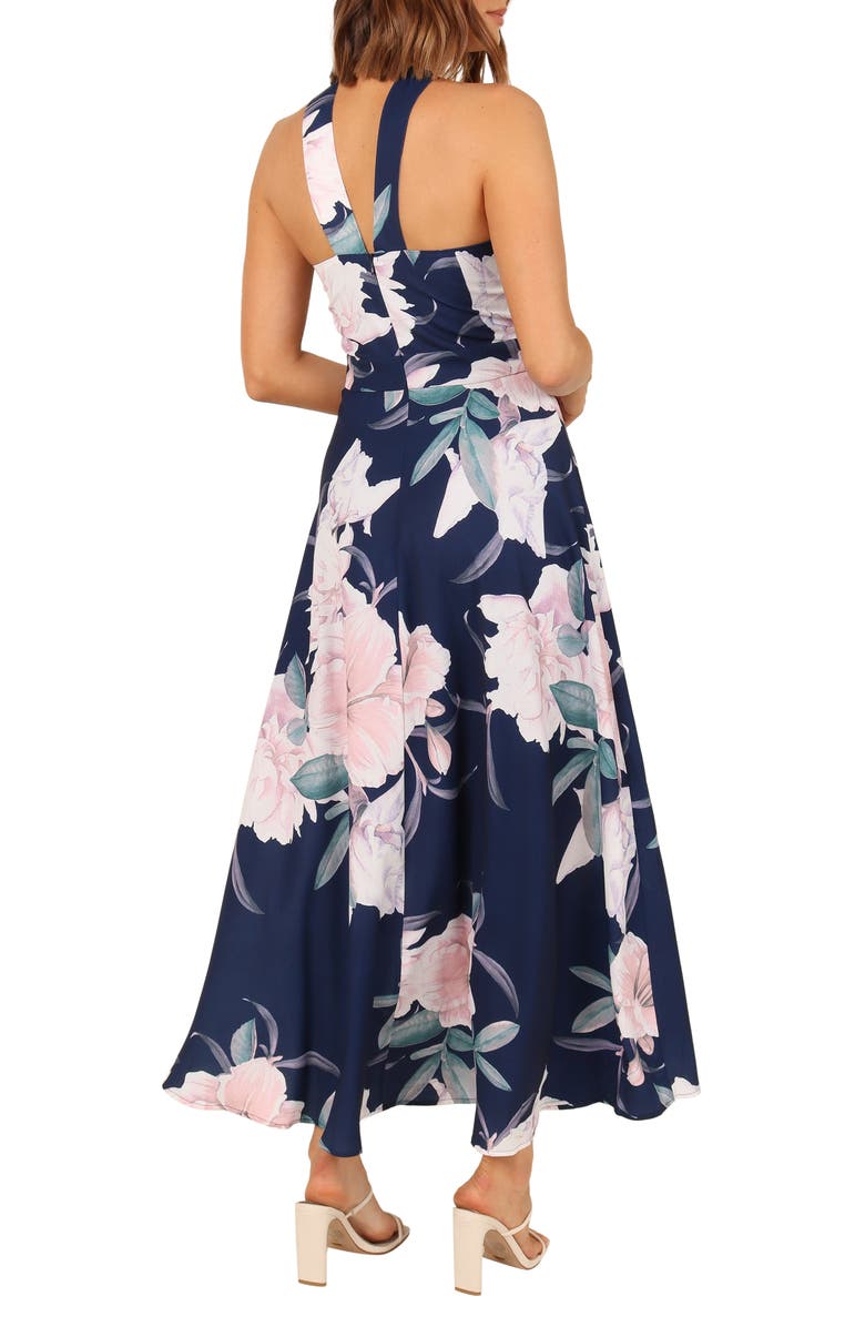Petal & Pup Miara Floral Print Halter Dress, Alternate, color, Navy