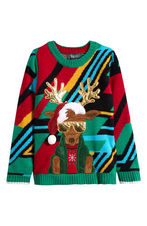 Kids' Geometric Reindeer Holiday Sweater (Big Kid)
