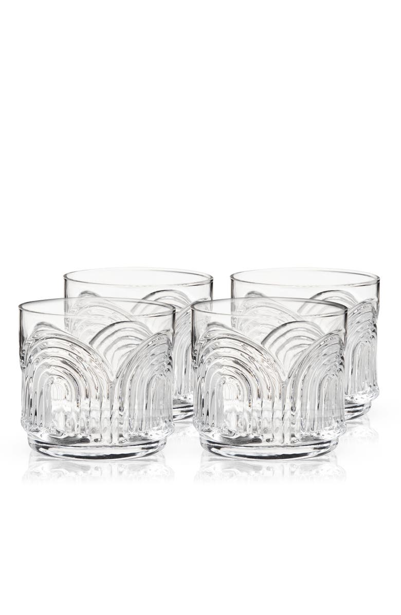 Viski Beau Crystal Lowball Tumblers Set of 4, Main, color, Clear
