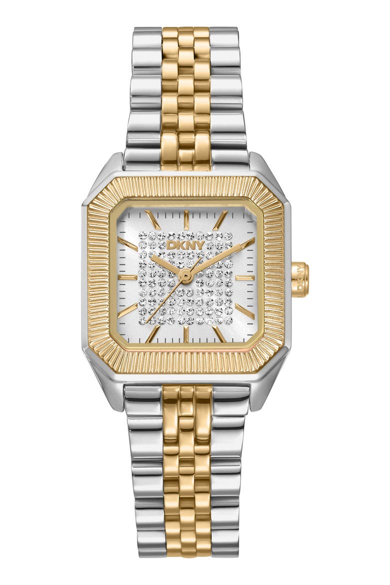 Signature Shape Tank Bracelet Watch, 27mm x 34mm, Main, color, WHITE/ TWO TONE