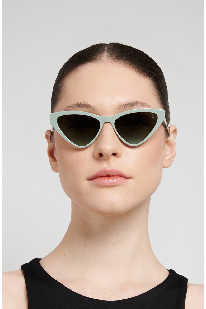 55mm Cat Eye Sunglasses, Alternate, color, GREEN/ GREY GREEN