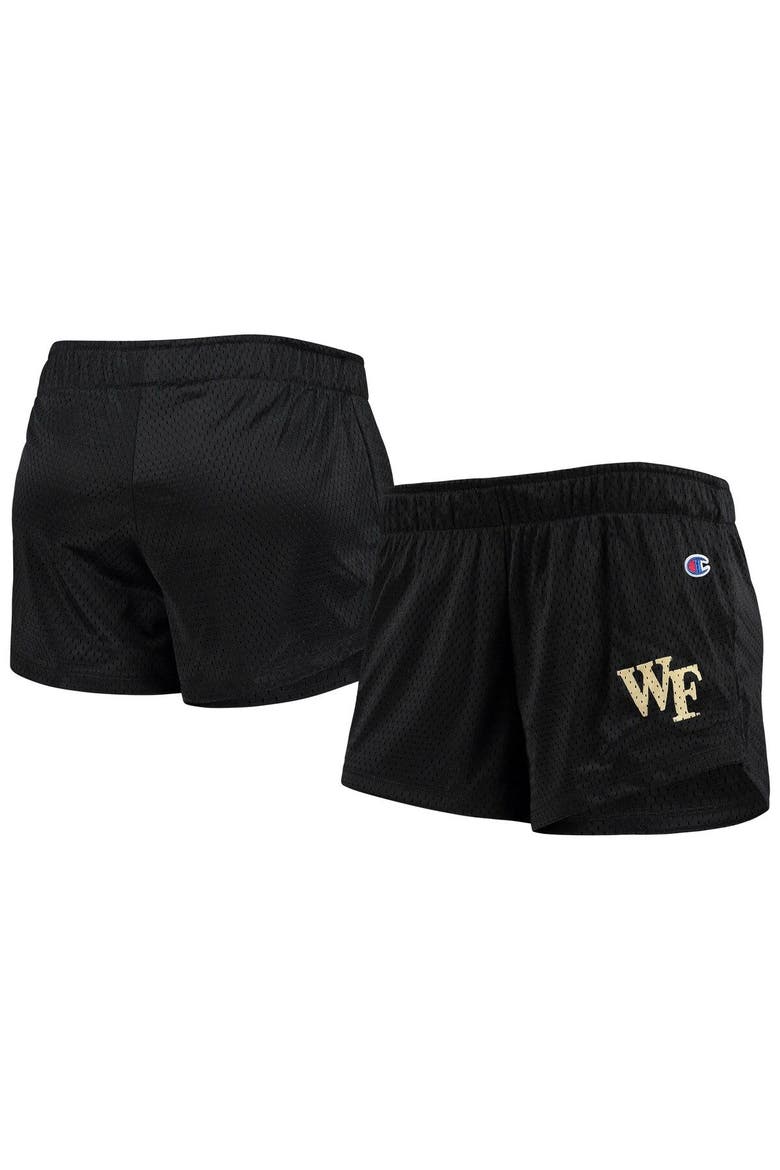 Women's Champion Black Wake Forest Demon Deacons Logo Mesh Shorts, Main, color, Black