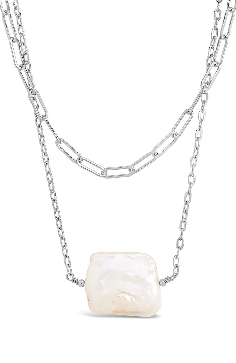 Sterling Forever Layered Genuine Pearl Necklace, Alternate, color,