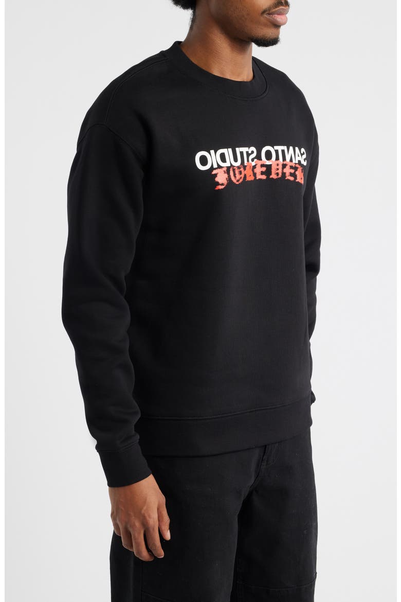 Forever Logo Cotton Fleece Crewneck Sweatshirt, Alternate, color, BLACK