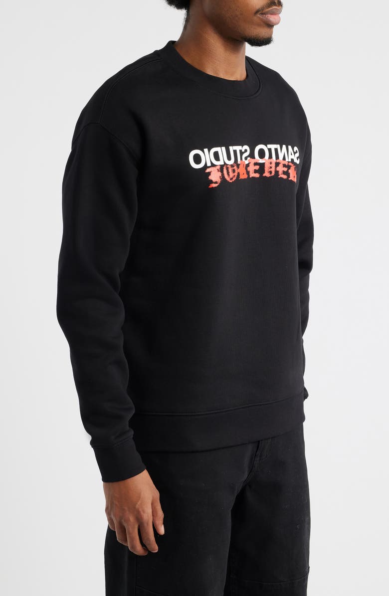 SANTO STUDIO Forever Logo Cotton Fleece Crewneck Sweatshirt, Alternate, color, Black