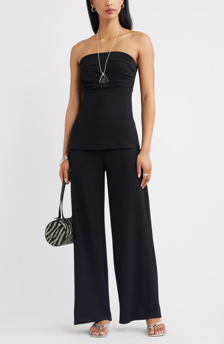Open Edit Crepe Wide Leg Pants, Alternate, color, Black