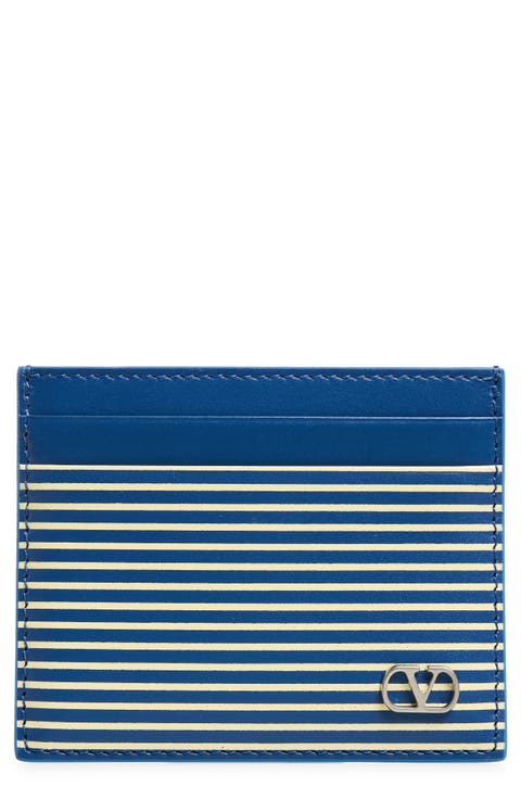 VLOGO Signature Stripe Leather Card Case