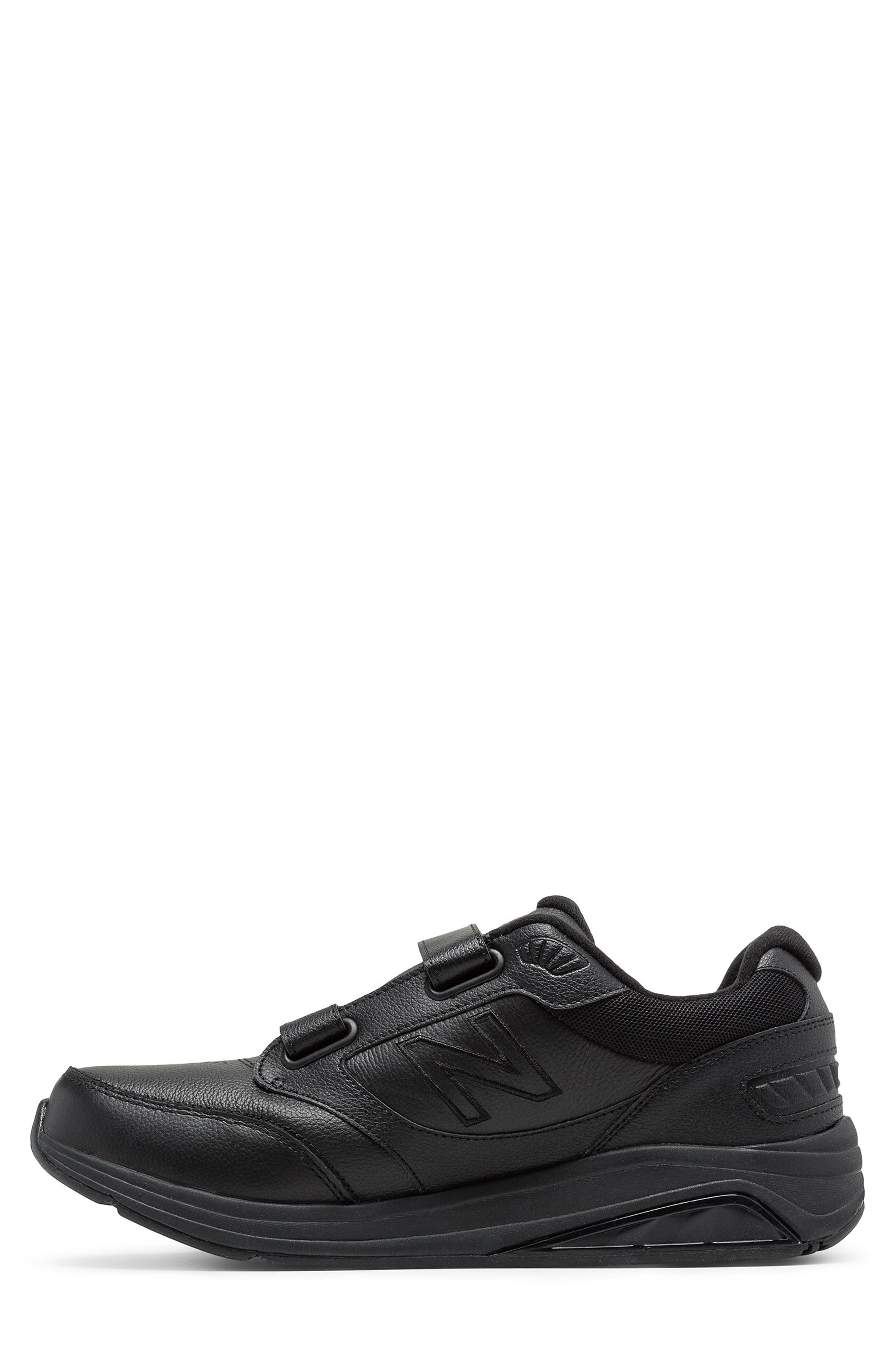 New Balance Hook & Loop Leather Sneaker, Alternate, color, Black/ Black