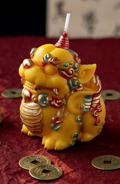 Southlake Gifts Chinese Fortune Pixiu Candle In Yellow/red/teal