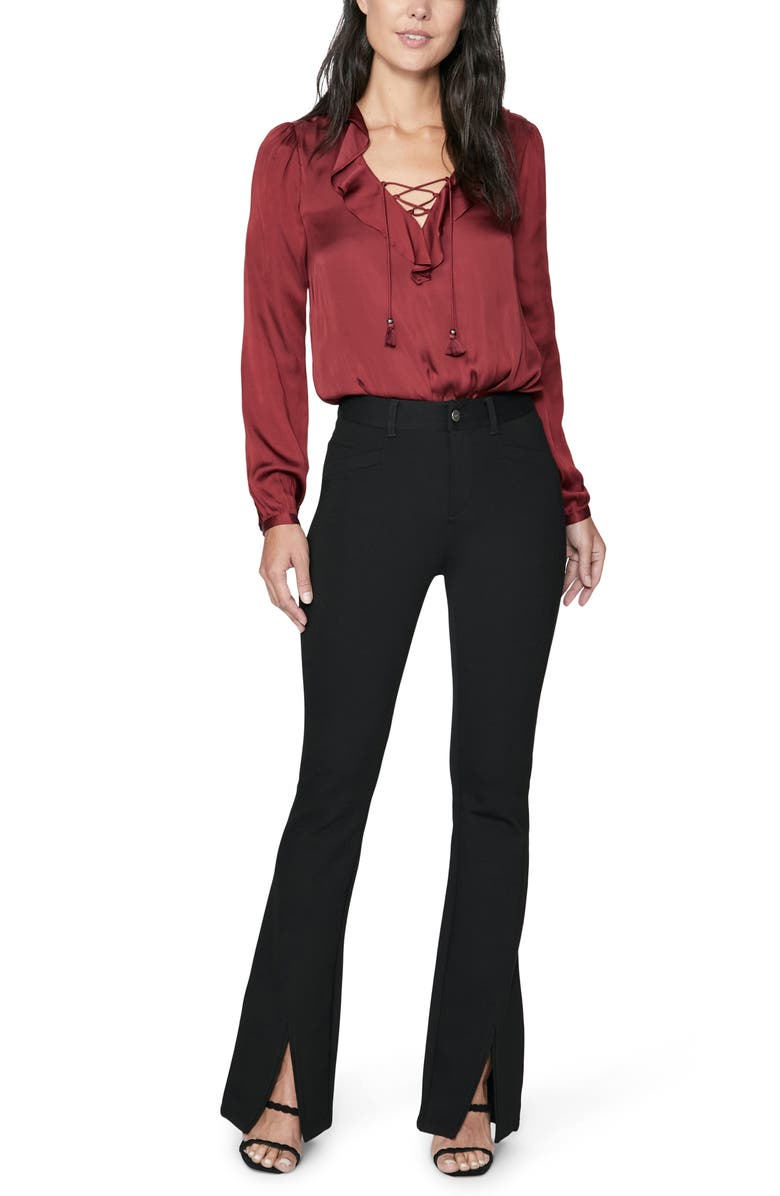 PAIGE Winona High Waist Split Leg Flare Pants, Alternate, color, Black